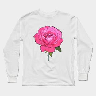 Pink Rose Flower Cartoon Long Sleeve T-Shirt